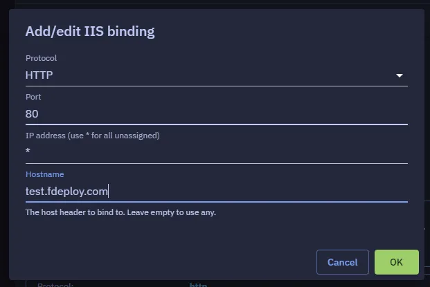Website bindings