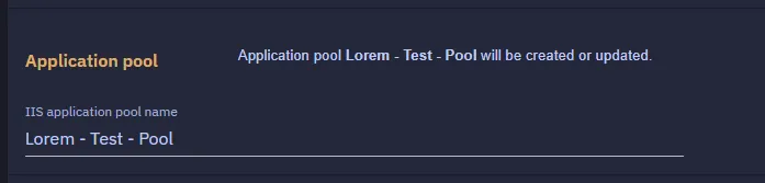 Website application pool