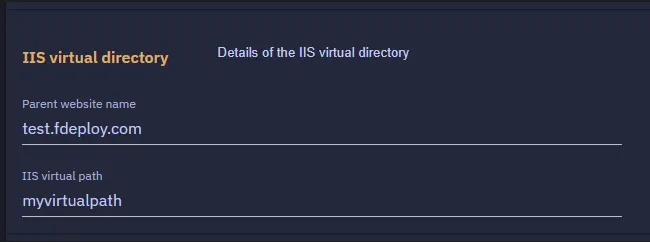 Parent website name and virtual path