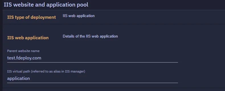 Parent website name and virtual path