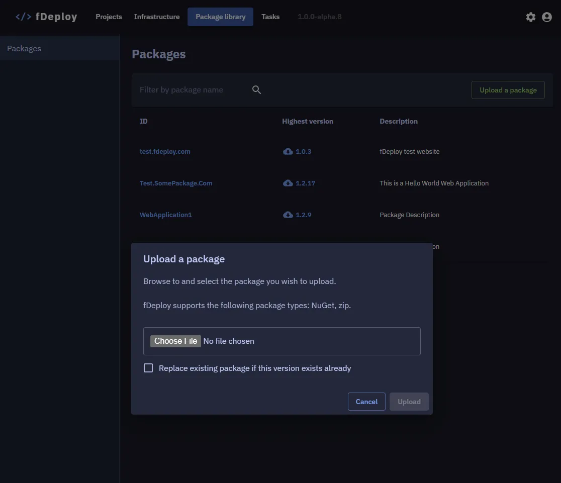 Package upload
