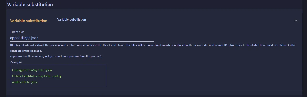 Variable substitution